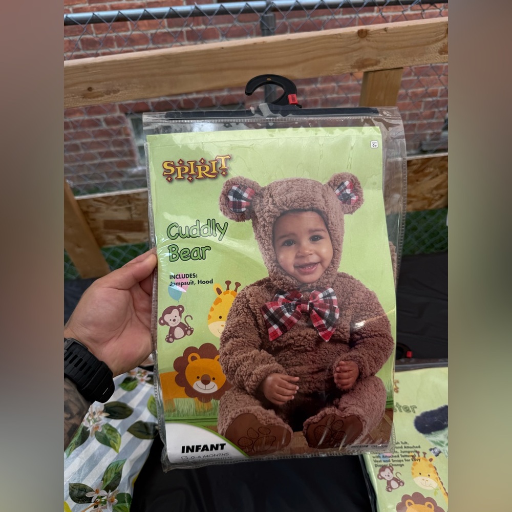 Spirit Brown Bear Infant Costume with Plaid Accents